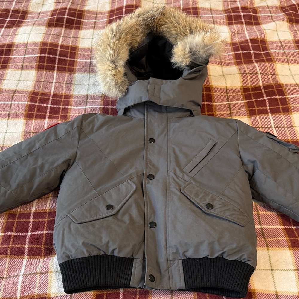 Triple F.A.T. Goose Down Scotia Boys 7 Gray Winter Jacket with Faux Fur Trim